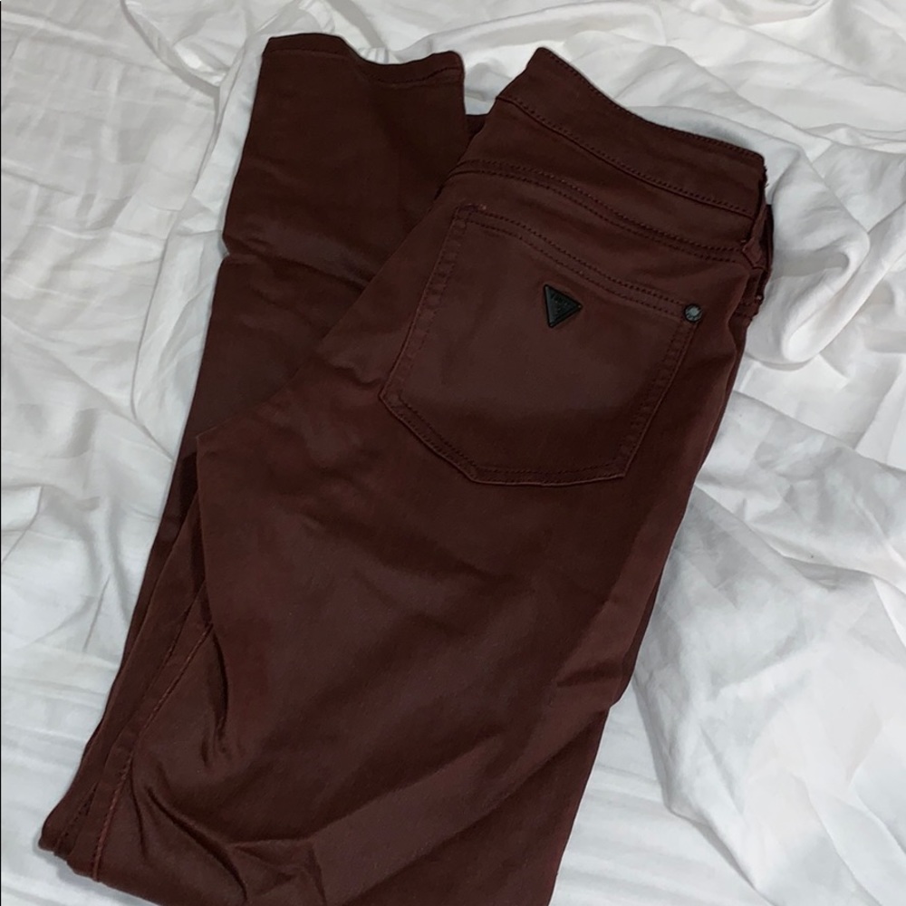 Burgundy metallic guess jeans